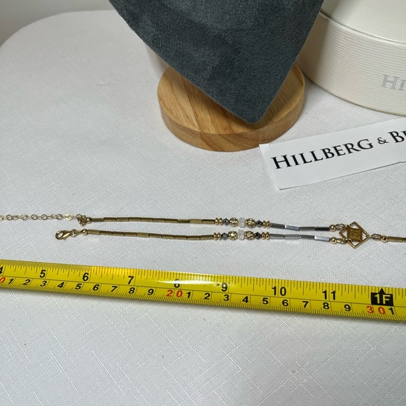 Hillberg & Berk Y NECKLACE natural stones, hematite, Swarovski crystals, gold - Picture 7 of 10